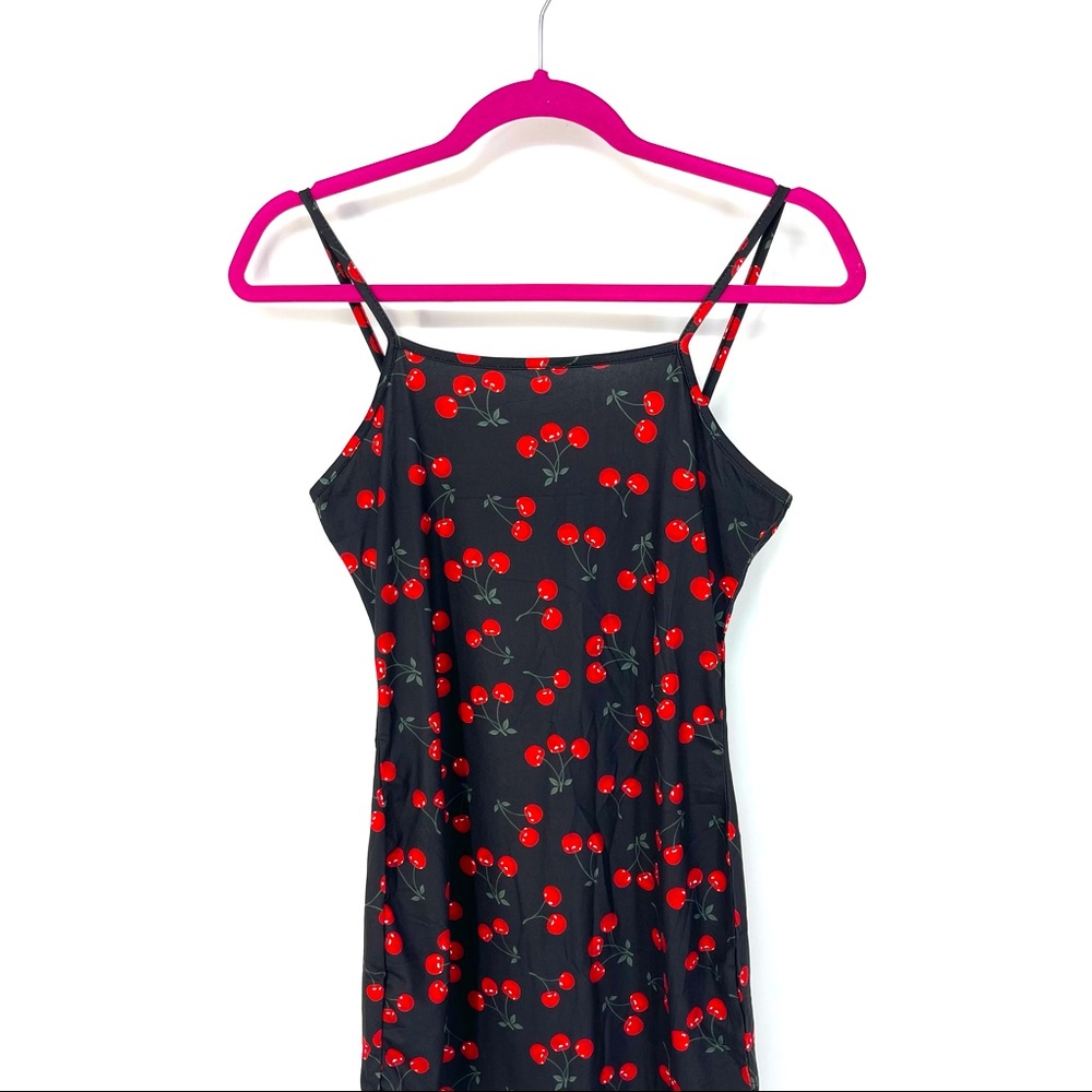 Size Small Cherry Print Spaghetti Strap Mini Dress - Picture 2 of 7